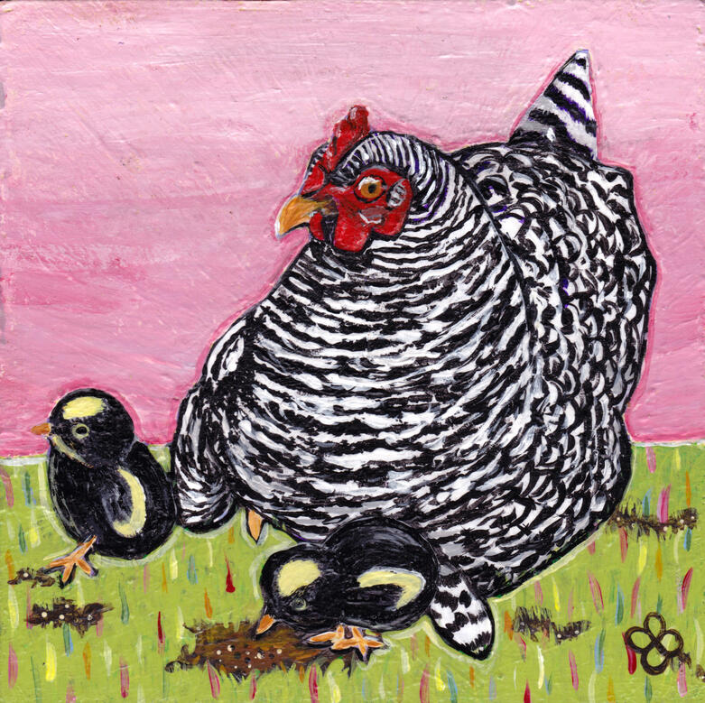 Momma Rock Original Acrylic Painting 6" x 6" - $60